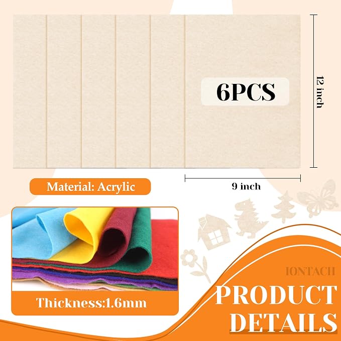IONTACH 9" X 12" Soft Felt Sheets 1.6mm Thick | Felt Fabric - Image 3