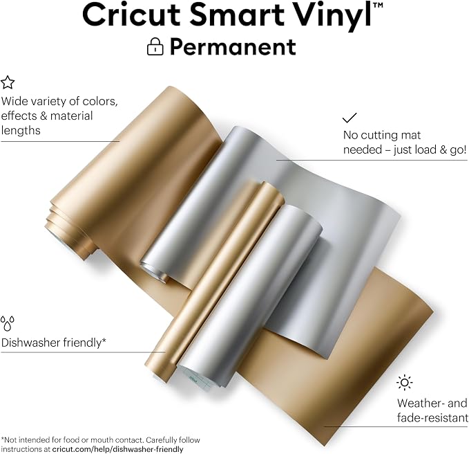 Cricut Smart Permanent Vinyl, Matte Metallic | 3-Pack of 3ft Rolls - Image 2