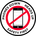 "Phones Down Heads Up" Safety Sign - Laminated Adhesive Floor Signs by Graphical Warehouse (30)