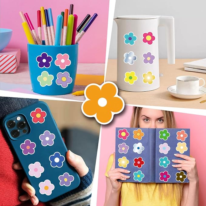 62PCS Colorful Flower Stickers, Waterproof PVC Vinyl Cute Floral Decals - Image 8