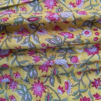 E-Tailor® Indian Ethnic 100% Cotton Voile Running Hand Block Print Natural - Image 3