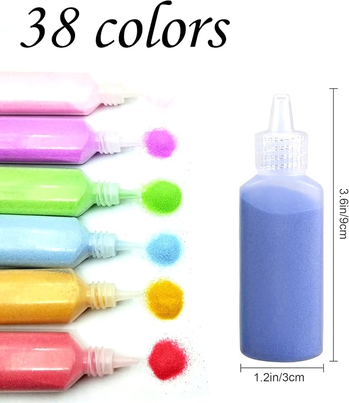 Niurewan 38 PCS Sand Art, 1.25oz Colored Sand Art Bottles, Sand Arts and Crafts - Image 2