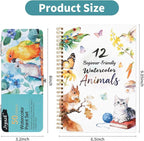 Watercolor Workbook Animals, Water Coloring Book, 12 Different Patterns of - Image 2