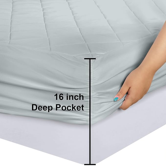 Utopia Bedding Quilted Fitted Mattress Pad, Twin Size, Elastic Fitted Mattress - Image 3