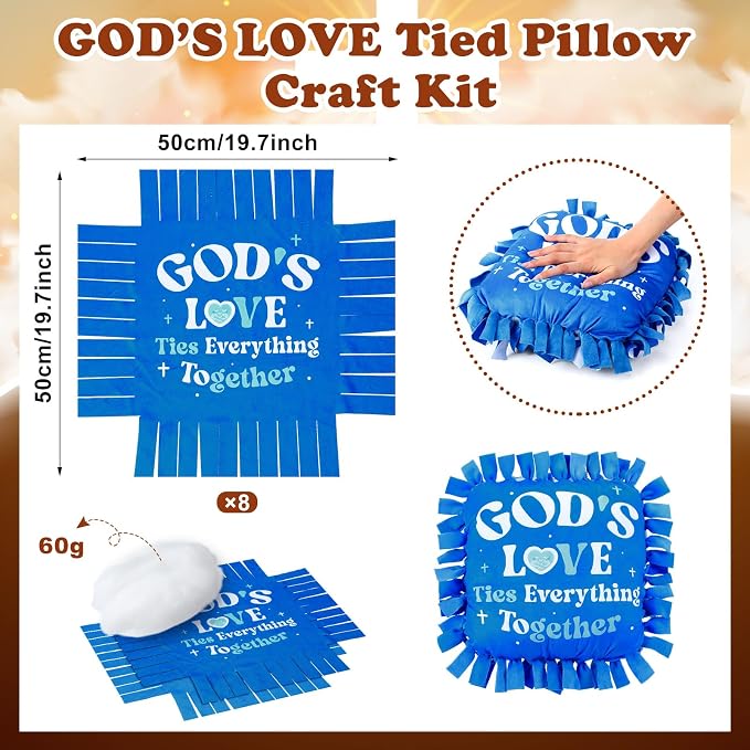 Chunful 8 Sets Religious God's Love Tied Pillow Craft Kit 2026 VBS Crafts DIY - Image 2