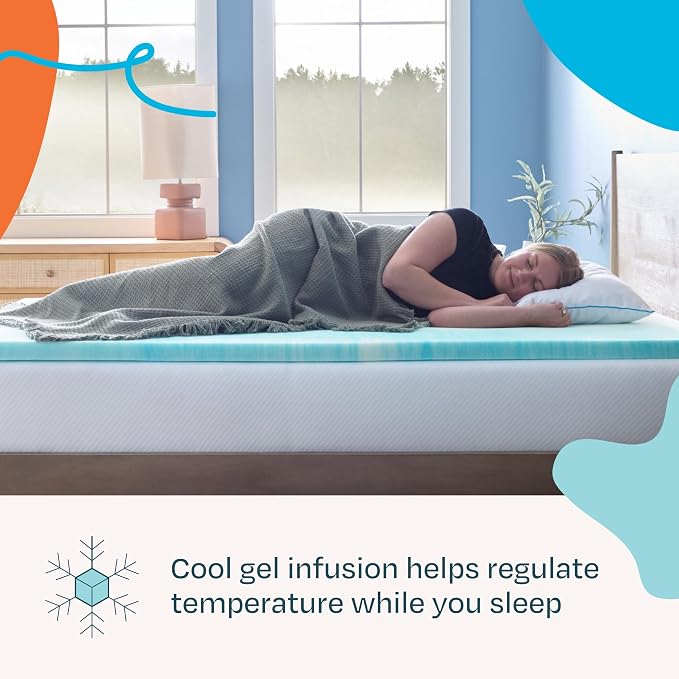 Linenspa 2 Inch Swirl Gel Memory Foam Mattress Topper, King Size – Cooling Gel - Image 2