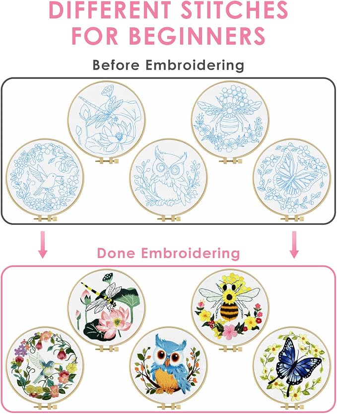 TINDTOP Embroidery Kit for Beginners Adult, Owl Embroidery Kit | Include - Image 3
