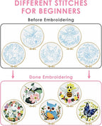 TINDTOP 5 Sets Embroidery Kit for Beginners Adult, Embroidery Kit for Beginners - Image 3