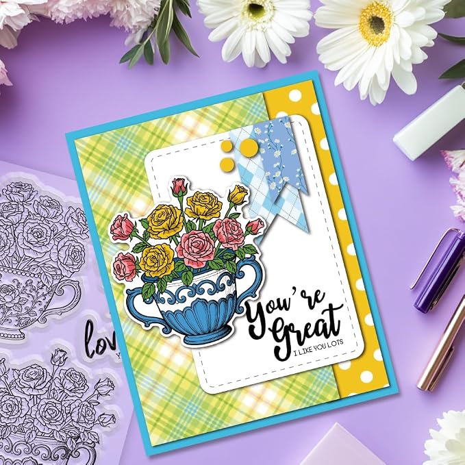 Rose Clear Stamps and Dies for Card Making Layering Coloring Stencil Set Metal - Image 6