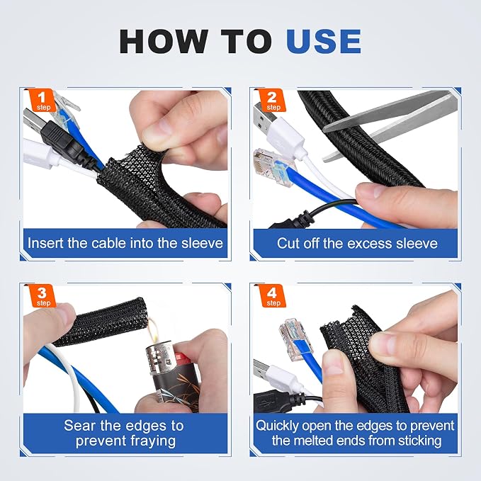 1/2” Cable Management Loom Wrap Sleeve Cord Wire Hider Organizer Covers | - Image 5