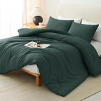 CozyLux Queen Comforter Set Forest Green, 3 Pieces Solid Comforters Queen Size by CozyLux