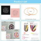 ERKOON Embroidery Kit for Beginners Adult, 2 Set Floral Cross Stitch Set - Image 3