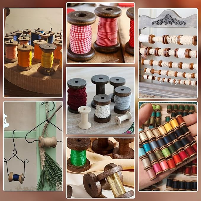 PH PandaHall 100pcs Natural Wood Spool, Unfinished Wooden Empty Thread Spool - Image 4