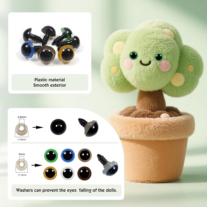 TOAOB 140pcs 12mm Colorful Plastic Safety Eyes Craft Eyes - Image 3