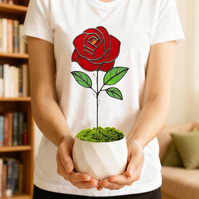 Glass Flowers, Stained Glass Rose - Image 2