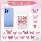 Imeepa 40Pcs Pink Butterfly Stickers Transparent Scrapbooking Stickers | PET - Image 2