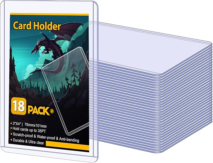 18 Count Card Sleeves Hard Plastic, Sooez 35PT Card Holder, Rigid Card Case by Sooez