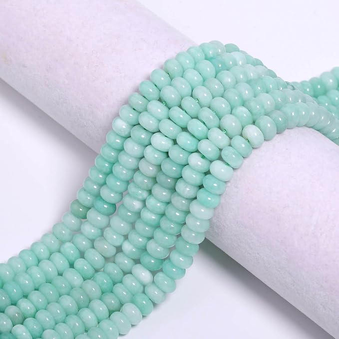 Songxi 5x8mm Natural Light Green Stone Rondelle Beads, Gemstone - Image 7