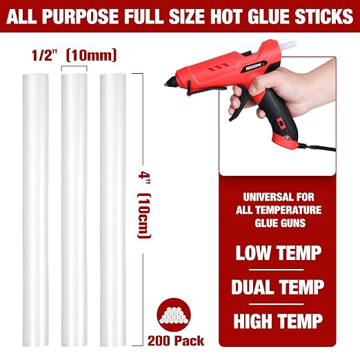 Arrow Full Size Hot Glue Sticks, 200 Pack Clear Glue Gun Sticks, Craft General - Image 3