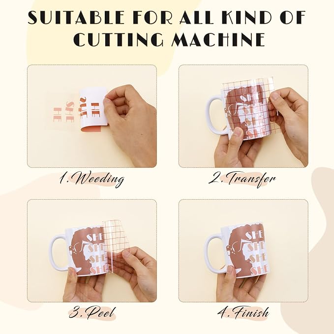 Tintnut Skin Tone Permanent Vinyl 8 Sheets 12x10in Coral Pink Adhesive Viny | - Image 3