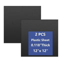 2 Pack Black Plastic Sheet 12x12x0.12 in Flexible High Tensile Plastic Sheets by Polvtor