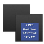 2 Pack Black Plastic Sheet 12x12x0.12 in Flexible High Tensile Plastic Sheets by Polvtor