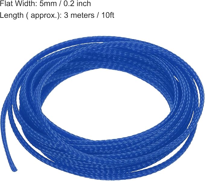 uxcell PET Expandable Sleeving 10ft 1/8" Blue Cable Management Sleeve Cord - Image 3