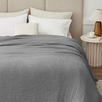 100% Cotton Muslin Blanket Queen 90" x 90", 6 Layers Breathable and Lightweight - Image 3