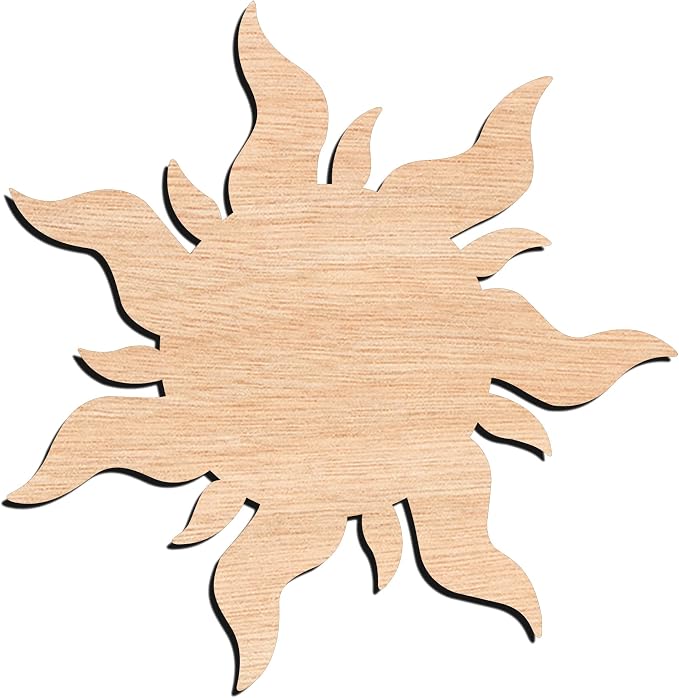 Unfinished Sun Shape Wood Cutout – Laser Cut Basswood by Unknown