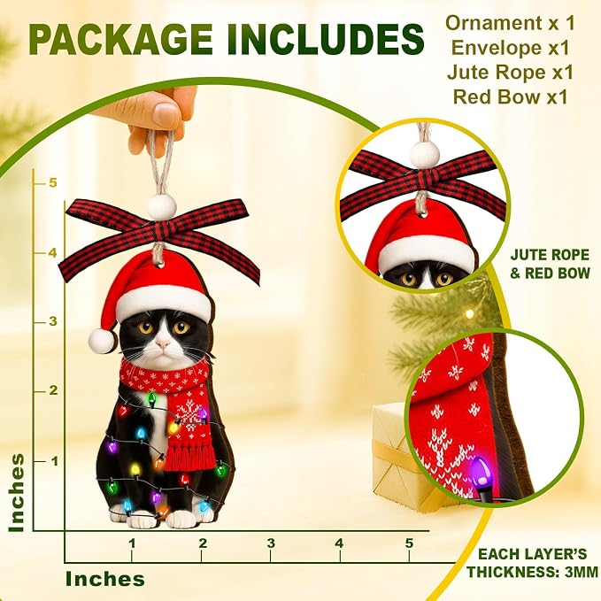Tuxedo Cat Ornament - Image 2