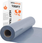 HTVVETUR Gray Iron on Vinyl Roll 12" x 100ft, HTV Heat Transfer Vinyl, Easy Cut by HTVVETUR