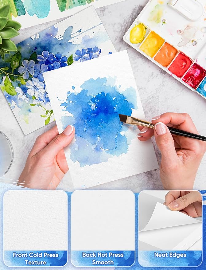 82 Sheets Watercolor Paper Bulk 8.5"x11", 110lb/230gsm Cold Press Thick Water - Image 4