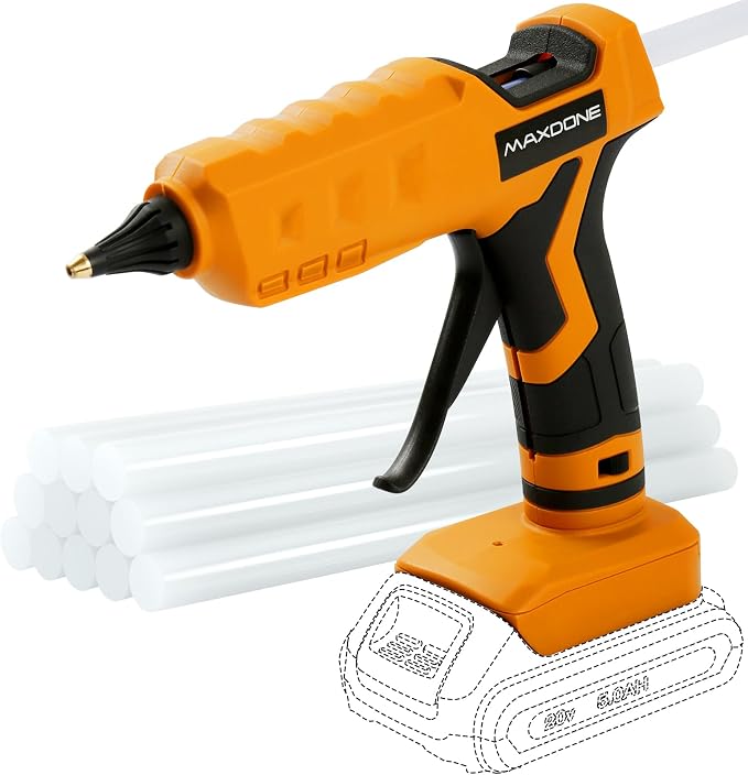 100W Cordless Hot Glue Gun for DeWalt 20V MAX Battery Wireless Power Glue Gun by MAXDONE