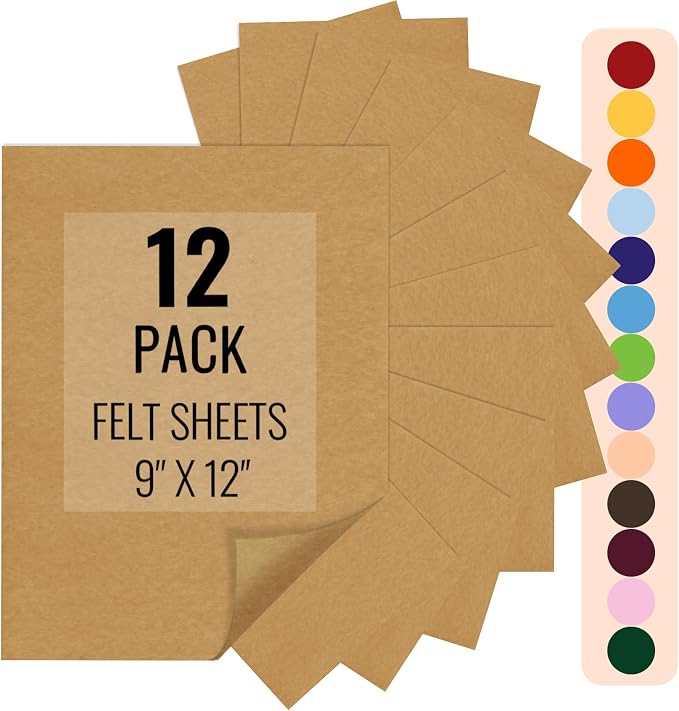 IONTACH 9" X 12" Felt Fabric Sheets 1.6mm Thick | Soft Felt by IONTACH