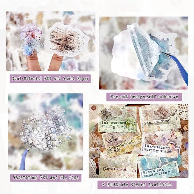 Vintage Aesthetic Stickers for Junk Journaling Supplies, Dual Materials - Image 3