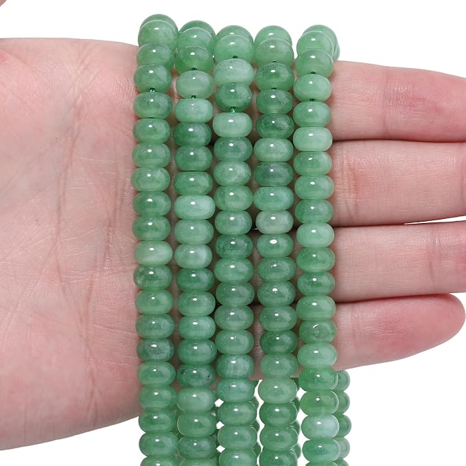 Songxi 5x8mm Natural Green Stone Rondelle Beads, Gemstone by SongXi