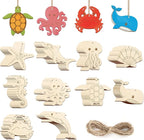 80PCS Wooden Sea Ornaments to Paint, 10 Styles DIY Blank Unfinished Wood Ocean by Sophena