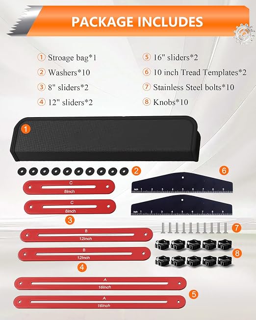 AXIUM Stair Tread Template Tool Adjustable 10.5" to 60.5" Stair Gauge Jig | - Image 7