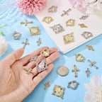 Cheriswelry 40pcs Virgin Cross Rhinestone Connector Charms Heart Oval Cross - Image 6