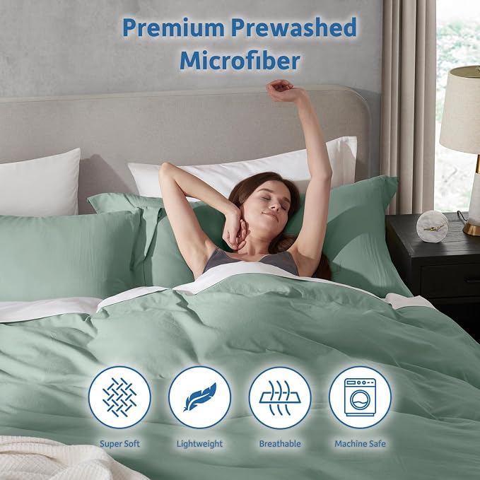 Nestl Sage Green Duvet Cover Full Size - Image 6