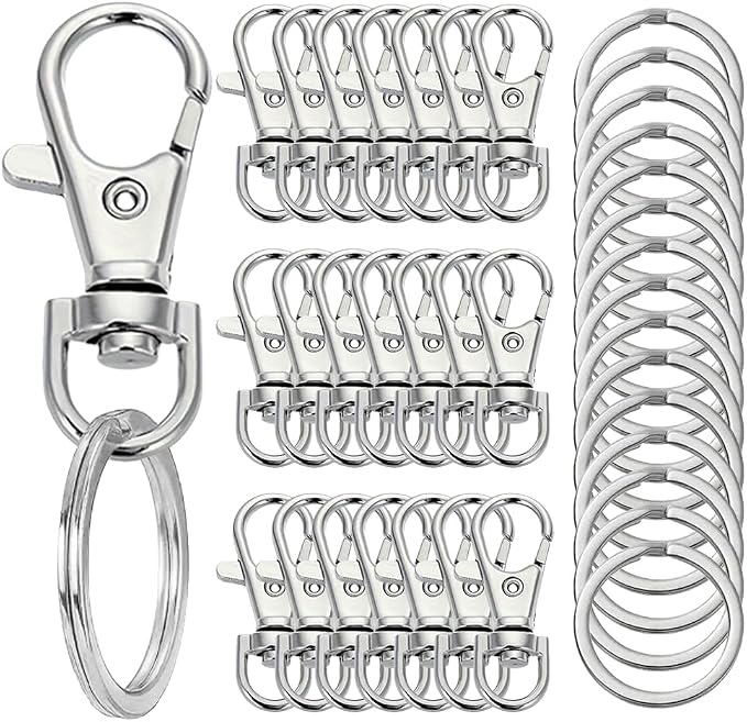 100 Pcs Keychain Hooks with Key Rings, Keychain Clip Hooks with Rings by Segauin
