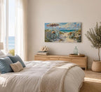 LRTNMTJ Coastal Bicycle Canvas Wall Art Beach Scene Oil Painting Print Summer - Image 8