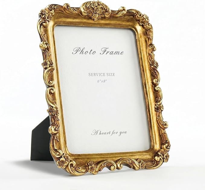 Cuspin Vintage Picture Frame 6x8 Gold Frames, Ornate Floral Resin Photo Frame by Cuspin