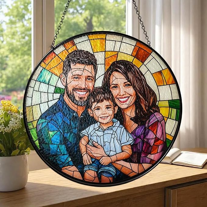 Personalized Family Stained Glass Sun Catcher, Customized Stained Glass Window - Image 5