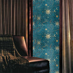 Teal Blue Navy Yellow Star Ethnic Stained Glass Window Films Decorative - Image 2