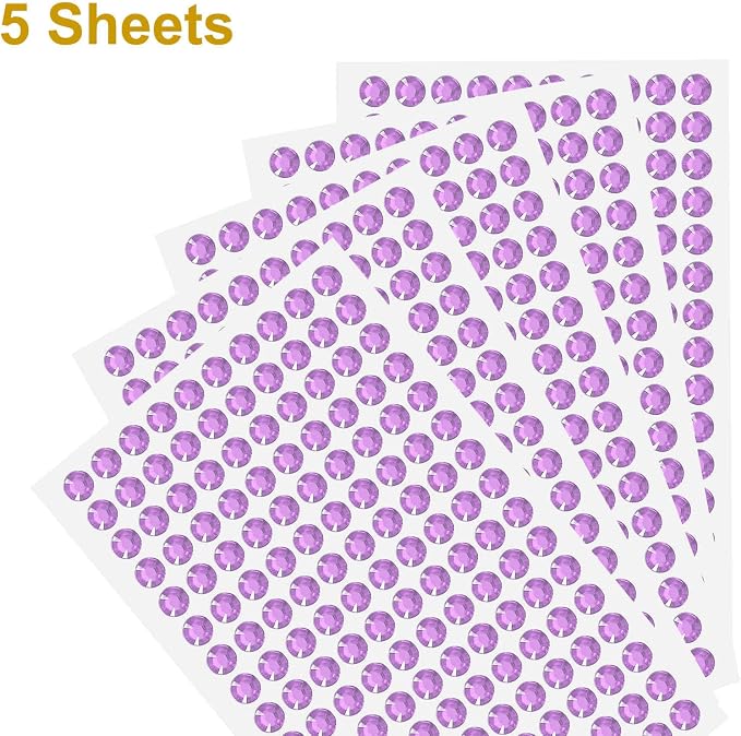 HARFINGTON 5 Sheet/800pcs Rhinestone Adhesive Stickers Self Adhesive Acrylic - Image 3