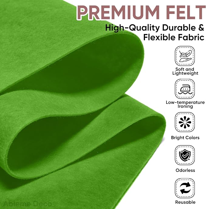 Soft Felt Fabric Sheet 18" x 36", 1.6mm Acrylic Craft Felt, Emerald Green | - Image 6