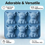 Mini Highland Cow Ice Cube Mold, Cute 3D Silicone Cow Ice Cube Tray, Reusable - Image 3