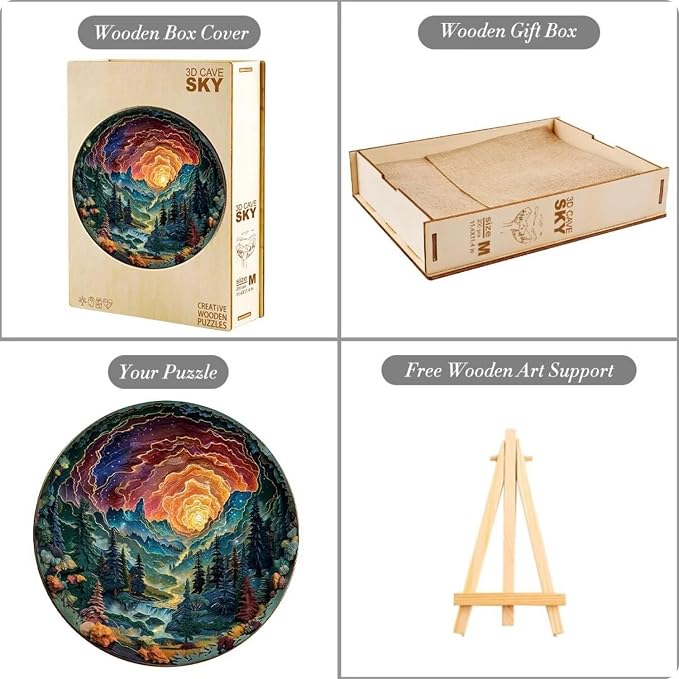 Wooden Puzzles for Adults, 3D Cave Sky Wooden Puzzles 200 Pieces, Unique Animal - Image 4