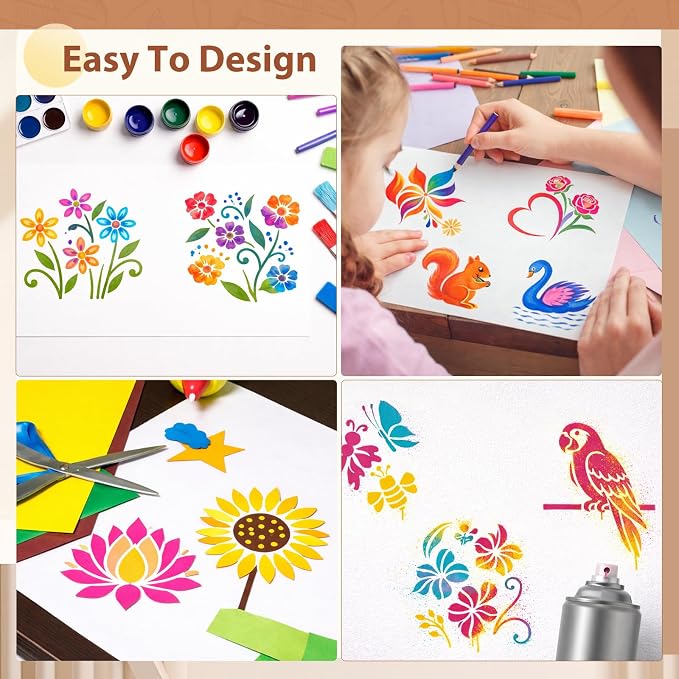 Marspark 72 Pcs Small Stencils for Crafts Reusable 3 Inch Stencils for Painting - Image 5